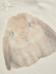 Scoop Neckline Rabbit Graphic Bowknot Lace Trim Cami Top