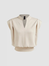 V-neck Solid Pleated Crop Top