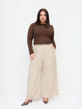 Boat Neck Long Sleeve Top & Mid Rise Straight Leg Trousers With Belt Set Curve & Plus
