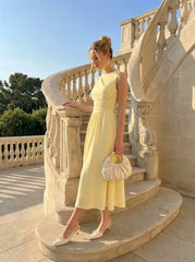 Round Neckline Ruched Maxi Dress