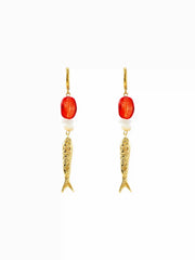 FISH & GEMSTONE DROP EARRINGS