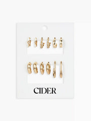 6 PAIRS STAR TWISTED HOOP EARRINGS SET