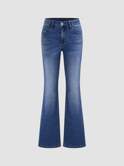 High Stretch Cider Denim Low Rise Solid Pocket Bootcut Jeans