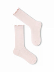 2 PAIRS HEART & CRIMPED TRIM CREW SOCKS SET