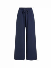 Low Rise Floral Trim Side Stripe Wide Leg Sweatpants