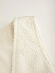 Textured V-neck Sleeveless A-line Maxi Dress With Beaded Belt