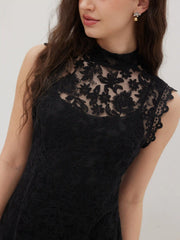 Lace High Neck Mini Dress