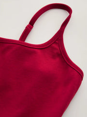 Cotton-blend Scoop Neckline Solid Adjustable Strap Cami Top
