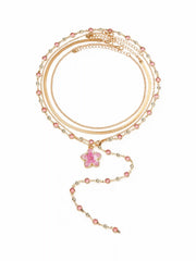 FLOWER & RHINESTONE LAYERED NECKLACE