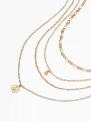 SUN & ZIRCON PENDANT LAYERED NECKLACE