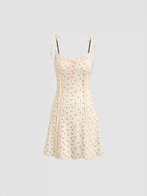 Floral Bowknot Lettuce Trim Mini Dress