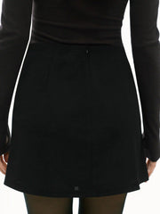 Mid Rise Asymmetrical Ruched Metal Detail Mini Skirt