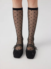 POLKA DOT LACE OVER THE CALF SOCKS