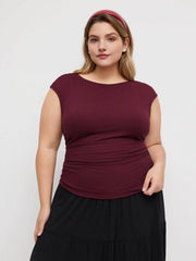 Boat Neck Ruched Tank Top Curve & Plus