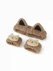 CAT SKINCARE HEADBAND & WRISTBAND SET