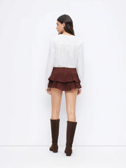 Cotton-blend V-neck Long Sleeve Floral Broderie Anglaise Blouse