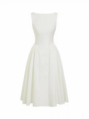 Boat Neck Backless Flared Maxi Dress