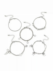 5 PCS BOWKNOT & STAR BEADED BRACELETS SET