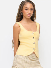 Knit Wool-blend U-neckline Metal Detail Tank Top