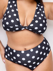 V-neck Polka Dot Twist Bracelet Shorts Bikini Set Curve & Plus