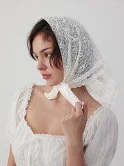 FLORAL LACE SQUARE HEADSCARF