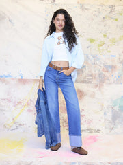 High-Rise Wide Leg w/ Foldover Cuff