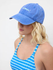 STARFISH & FISH EMBROIDERED DENIM BASEBALL CAP