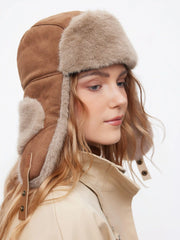 FAUX SUEDE FUZZY TRAPPER HAT