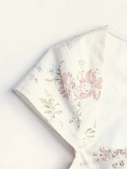 Cotton-blend Square Neck Floral Top