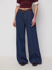Cider Denim Mid Rise Straight Leg Trousers With Belt