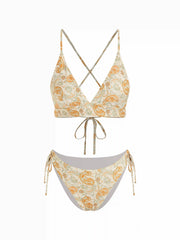 Paisley Criss Cross Tie Side Bikini Set