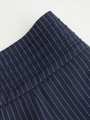 Mid Rise Striped Tie Side Ruched Wide Leg Trousers Curve & Plus
