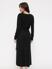 Cotton-blend Coat With Belt & Bandeau Maxi Dress Set