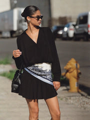 Ruched Batwing Sleeve A-line Mini Dress