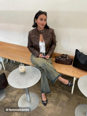 Faux Leather Stand Collar Zipper Biker Jacket
