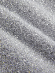 Fuzzy Mid Waist Straight Leg Metallic Knitted Trousers