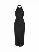Satin Cowl Neck Ruched Maxi Dress