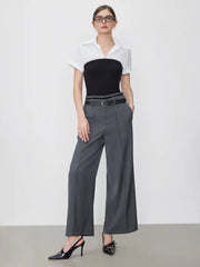 Collar Two Tone Patchy Short Sleeve Shirt
