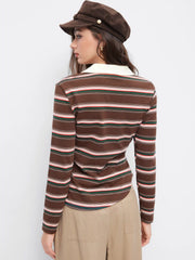 Cotton-blend Striped Ruched Drawstring Top