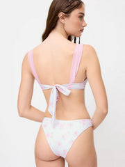 Sweetheart Floral Gingham Ruffle Underwire Bikini Set