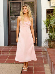 Satin Ruffled Tie-front A-line Maxi Dress