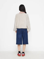Fleece Stand Collar Striped Zip Through Contrasting Binding Oversized Sweatshirt