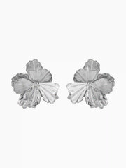 PLEATED FLOWER STUD EARRINGS