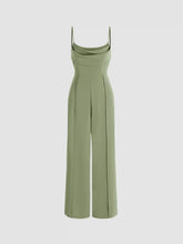 Solid Cowl Neck Stitch Jumpsuit