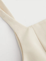 Square Neck Solid Button Vest