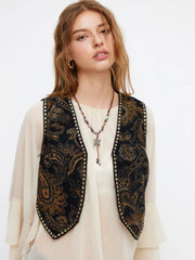 Tribal Suede V-Neck Vest