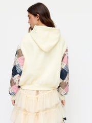 Cotton-blend Floral Patched Long Sleeve Drawstring Oversized Hoodie