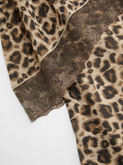 Leopard Sweetheart Lace Trim Cami Layered Midi Dress Curve & Plus