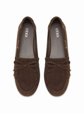 BOWKNOT & FRINGED FAUX SUEDE LOAFERS