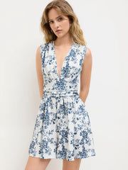 V-neck Floral Ruched Romper